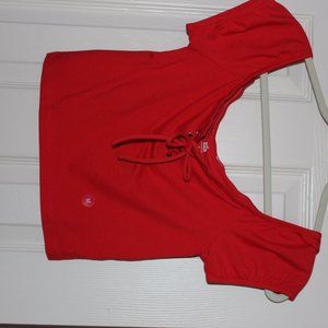 Red crop top lace up